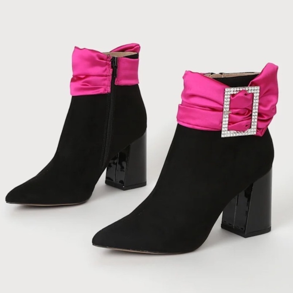 Betsey Johnson Vintage Y2K Black Suede Millburn Ankle Boots Women's Size 9.5